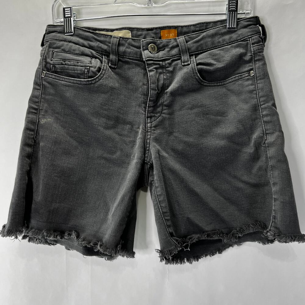Anthropologie x Pilcro Stet Jean Shorts Stretch Cutoff frayed Hem dark grey 27